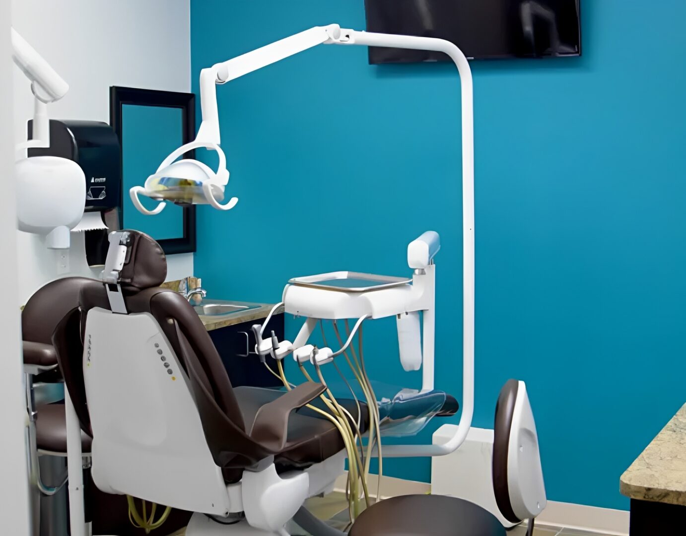 Dentist chair and tools in clinic